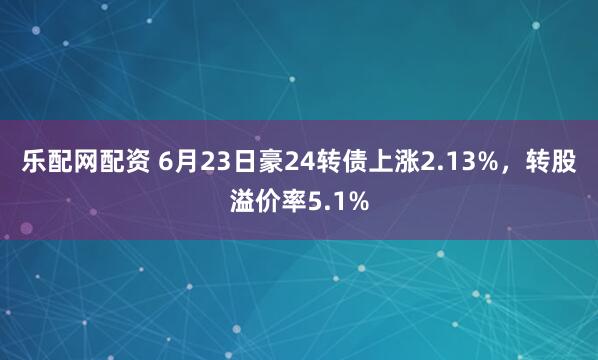 乐配网配资 6月23日豪24转债上涨2.13%，转股溢价率5.1%