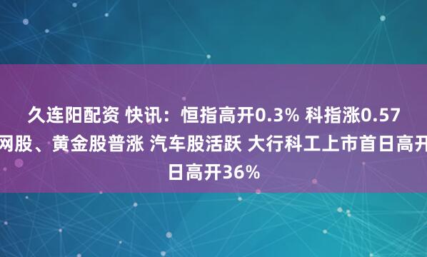 久连阳配资 快讯：恒指高开0.3% 科指涨0.57% 科网股、黄金股普涨 汽车股活跃 大行科工上市首日高开36%